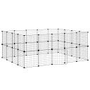 Vidaxl Dyrebur 36 Paneler Med Dør Svart 35X35 cm Stål