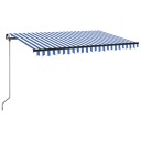 vidaXL Manuell uttrekkbar markise med LED 450x350 cm blå og hvit