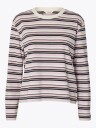 Selected Femme Essential Long Sleeve Striped Boxy Tee Rosa XXL