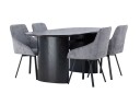 Venture Design Isolde & Rosie spisegruppe Grå/svart 4 stoler & bord 180 x 90 cm