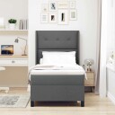  Box Spring Seng med Madrass og LED Mørkegrå 90x200 cm Stoff