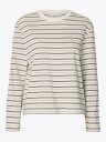 Selected Femme Essential Long Sleeve Striped Boxy Tee Brun L