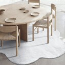 Rundt Bølgete Teppe   Aranga Super Soft Fur hvit Størrelse: Ø 120 cm
