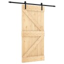 vidaXL Skyvedør Naturlig og svart 95 x 210 cm Massiv Furu Tre