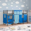 Kiddos Loft Senge Ramme med Gardiner Svart og Blå 74,5 x 190 cm