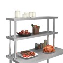 Øvre hylle for arbeidsbord 2 hyller 120x30x65 cm rustfritt stål
