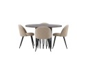 Venture Home Stone Spisegruppe 120 cm Rund med 4 Velvet Stoler Beige