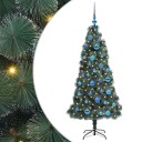 vidaXL Kunstig Forhåndsopprettet Julegran med Kule Sett grønn 150 cm