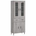 vidaXL Highboard grå sonoma 69,5x34x180 cm konstruert tre 8720845479732