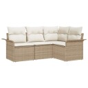 vidaXL Hagesofa Set 4 stk. Beige polyrotting
