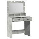  Smykkebord med LED lamper Betonggrå 79x41x135 cm