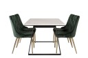 Venture Home Estelle Spisegruppe 140 cm Rektangulær med 4 Velvet Stoler   Sort/Guld