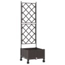 vidaXL Hageplanter med espalier og hjul Brun 40 x 40 x 131,5 cm PP