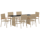  7-delt hage spisebordsett beige polyrotting