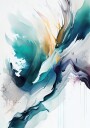 Fluid Teal Gold Plakat / 21x30