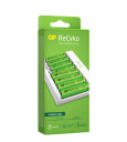GP Batteries ReCyko E811 USB Economy Charger, med 4 x AA 2100 mAh og 4 x AAA 850 mAh-batterier