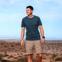Revolutionrace Herre Overdeler T skjorter Easy T shirt Slim Fit Herre Moonlit Ocean 2XL