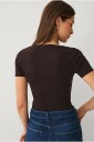 Ellos Collection   Topp med hjerteformet hals   Brun