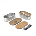 Black+Blum  Stainless Steel Dbl. Bento Box, Steel-Almond/Grey, L