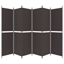 vidaXL Romdeler 6 paneler brun 300x200 cm stoff