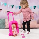 Dukke m/ trillekoffert og tilbehør 28cm