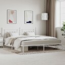 vidaXL Sengeramme i metall med sengegavl hvit 200x200 cm 8720845883737