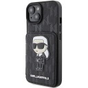Karl Lagerfeld Saffiano Monogram Ikonik Patch Etui med Kortlommer for iPhone 15 - Svart