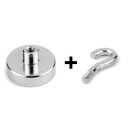 Magnetkrok 25 mm neodym 18 kg M4-gjenge nikkelbelagt