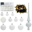 vidaXL Julekule Sett med 150 LED 61 pcs Hvit Plast