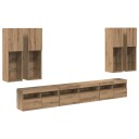  TV vegghyllesett Veggmontert 7 pcs Artisan Eik Konstruert tre