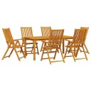 vidaXL Hage Spisegruppe Sammenleggbar 7 pcs Brun Solid akasietre