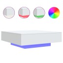  Salongbord med LED-lys hvit 100x100x31 cm 836602