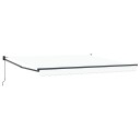 Manuell Uttrekkbar Markise Hvit 400x300 cm  Markise Erstatningsstoff for 4x3 m Ramme Hvit
