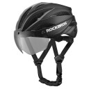 Rockbros sykkelhjelm med visir avtakbare UV beskyttelsesbriller unisex   svart/brun