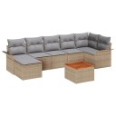  8 Delers Hage Sofa Sett med Puter Beige Polyrotting Akasietre