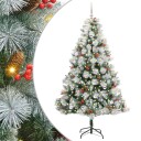 vidaXL Kunstig juletre Grønn og hvit 240 cm PVC og Metall og Plast