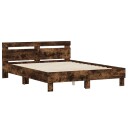 vidaXL Sengeramme med hodegavl røkt eik 150x200 cm konstruert tre 8721012246348