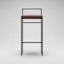 Department Barstol med Ryggstøtte 90 cm Svart / Brunt Skinn