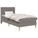  Sengeramme med madrass med hodegjerde Gråbrun 90 x 190 cm stoff