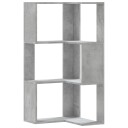  Bokhylle hjørne 3 etasjer betonggrå 50x50x102 cm konstruert tre