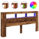  Sengegavl med LED gammelt tre 200x18,5x103,5 cm konstruert tre 8721158446794