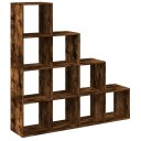 Bokhylle 4 etasjer røkt eik 131,5x29x131,5 cm konstruert tre