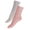 Nordic Kids   Sokker Bambus 2pk Anti Skli Rosa/ Grå   19 21