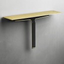 Unidrain reframe soap shelf and shower wiper in brass