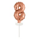 Kakedekorasjon Tallballong Mini Roségull   Siffer 8