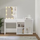  LED-sminkebord med skap hvit konstruert tre 8720286660850