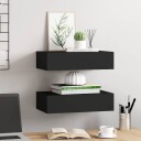vidaXL Veggmonterte skuffehyller 2 stk svart 40x23,5x10 cm MDF