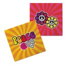 20 stk Gule og Rosa Hippie Servietter 33x33 cm Flower Power