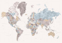Mahler highly detailed world map with cities Plakat Plakat / 30x40cm