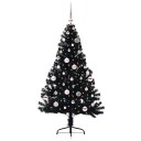  Kunstig Forhåndsopplyst Juletre med 150 LED Svart 150 cm PVC
